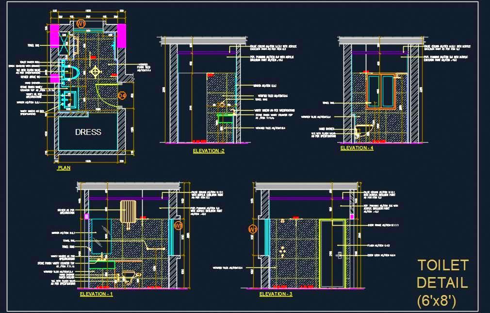 Bathroom Plan 6'x8' Toilet Design with Complete Details